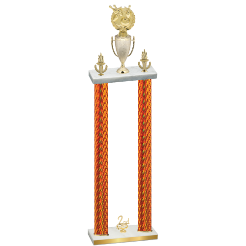 Double Orange Carbon Fiber Second Place Bowling Trophy