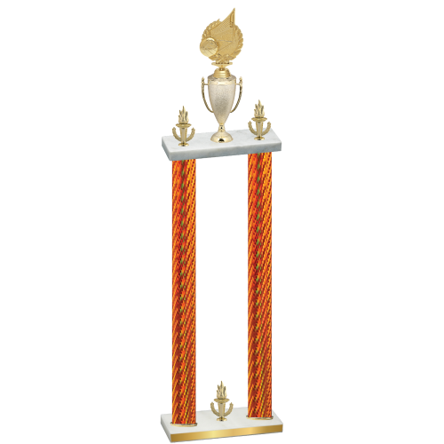 Double Orange Carbon Fiber Victory Volleyball Trophy