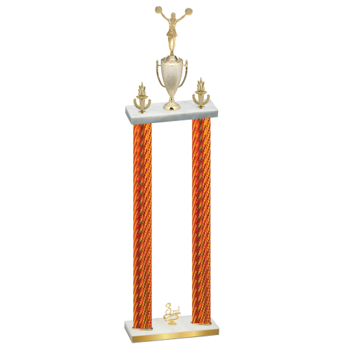 Double Orange Carbon Fiber Third Place Cheerleading Trophy