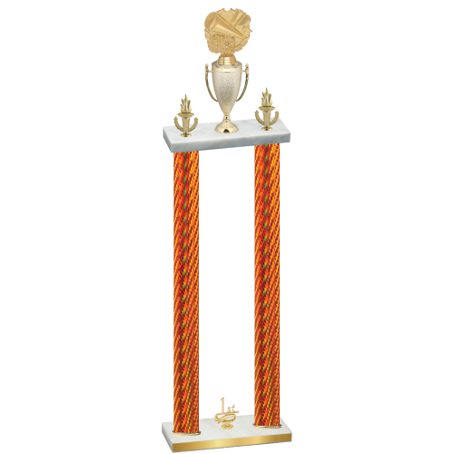 Double Orange Carbon Fiber First Place Cheerleading Trophy
