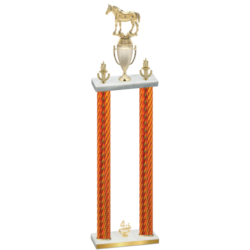 Double Orange Carbon Fiber Fourth Place Horses Trophy