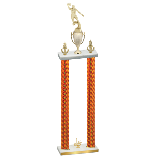Double Orange Carbon Fiber First Place Basketball Trophy