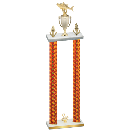 Double Orange Carbon Fiber Second Place Fishing Trophy