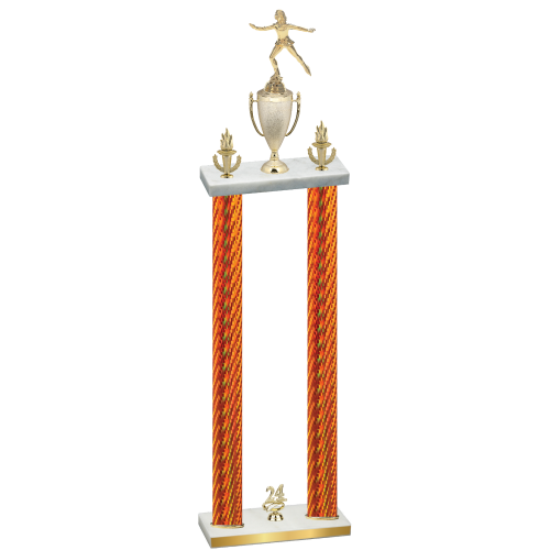 Double Orange Carbon Fiber Year Skater Trophy