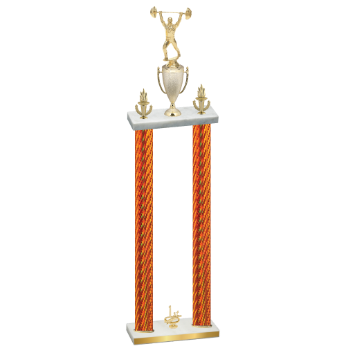 Double Orange Carbon Fiber First Place Weights Trophy