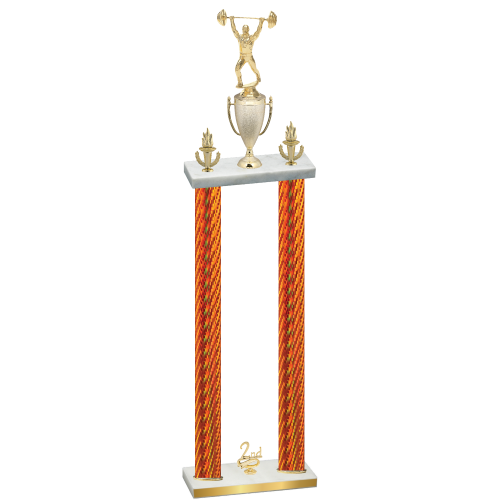 Double Orange Carbon Fiber Second Place Weights Trophy
