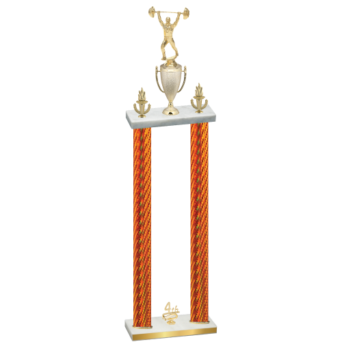 Double Orange Carbon Fiber Fourth Place Weights Trophy