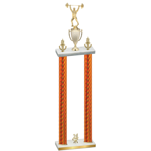 Double Orange Carbon Fiber Year Weights Trophy