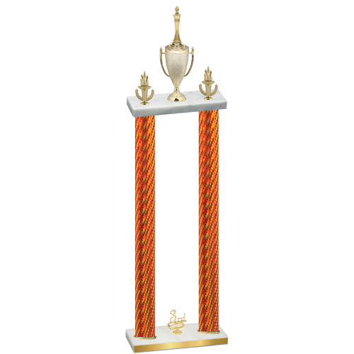 Double Orange Carbon Fiber Third Place Chess Trophy