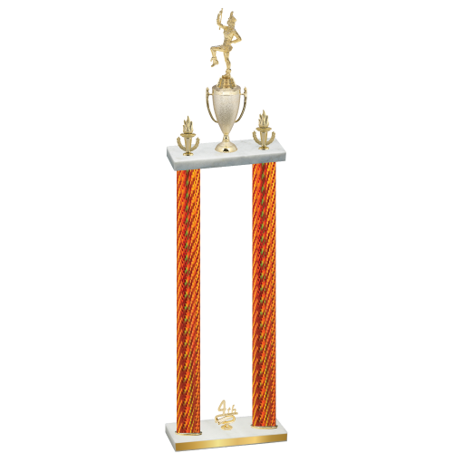 Double Orange Carbon Fiber Fourth Place Majorette Trophy