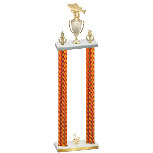 Double Orange Carbon Fiber Second Place Fishing Trophy