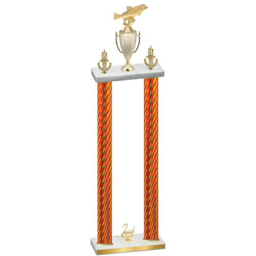 Double Orange Carbon Fiber Second Place Fishing Trophy