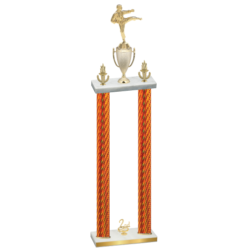 Double Orange Carbon Fiber Second Place Karate Trophy