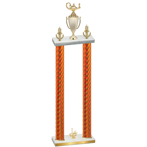 Double Orange Carbon Fiber First Place Academics Trophy