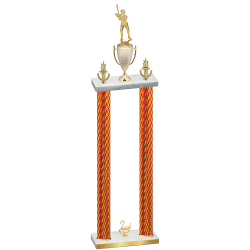 Double Orange Carbon Fiber Second Place Baseball Trophy