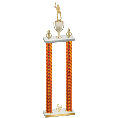 Double Orange Carbon Fiber Third Place Baseball Trophy
