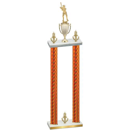 Double Orange Carbon Fiber Victory Baseball Trophy