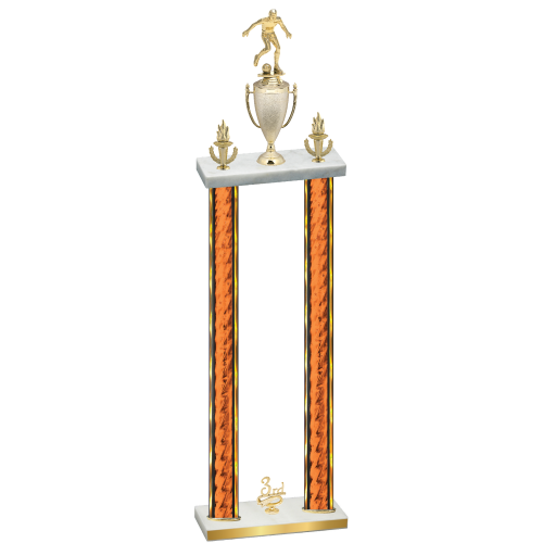 Double Orange Glacier Third Place Soccer Trophy