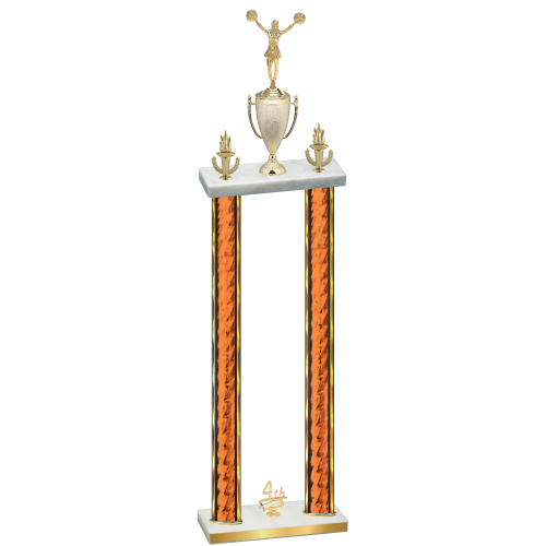 Double Orange Glacier Fourth Place Cheerleading Trophy