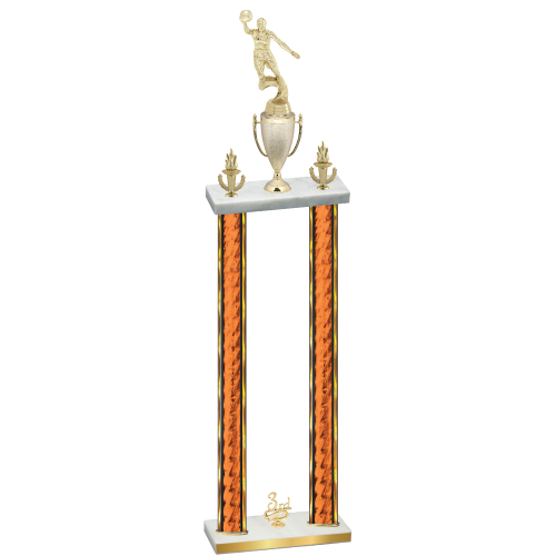 Double Orange Glacier Third Place Basketball Trophy