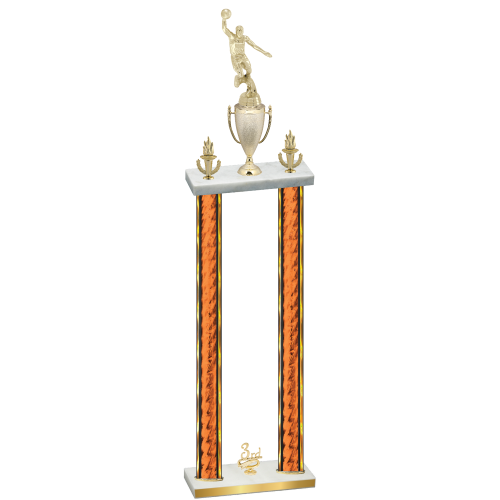 Double Orange Glacier Third Place Basketball Trophy