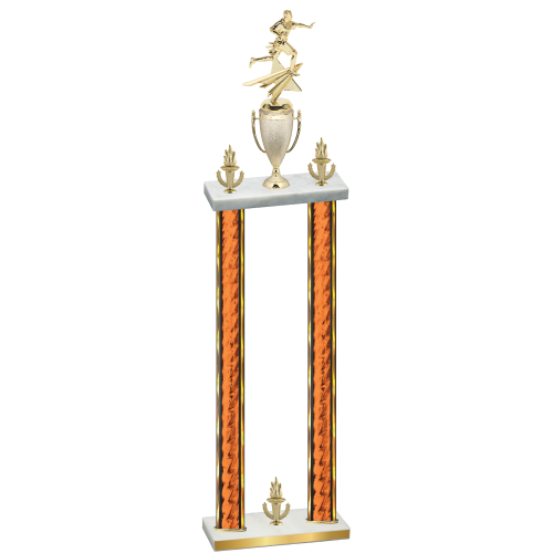 Double Orange Glacier Victory Flag Football Trophy