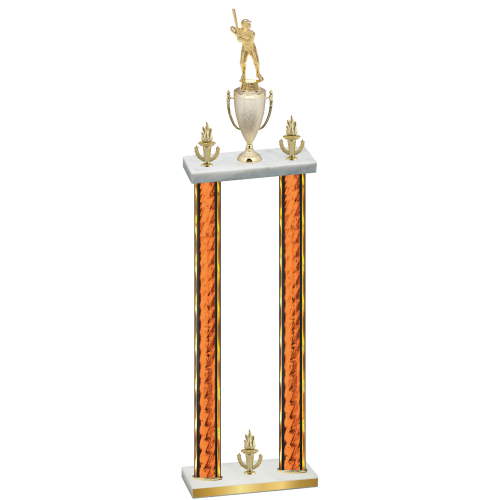 Double Orange Glacier Victory Baseball Trophy