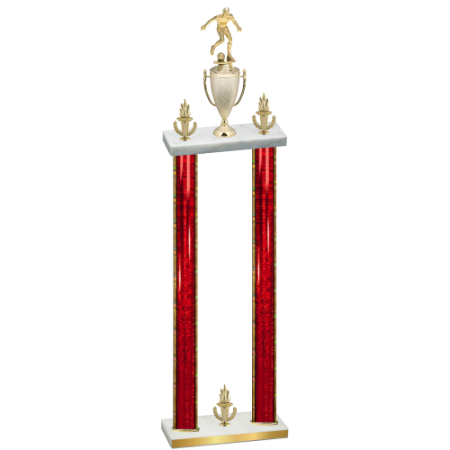 Double Red Glacier Victory Soccer Trophy