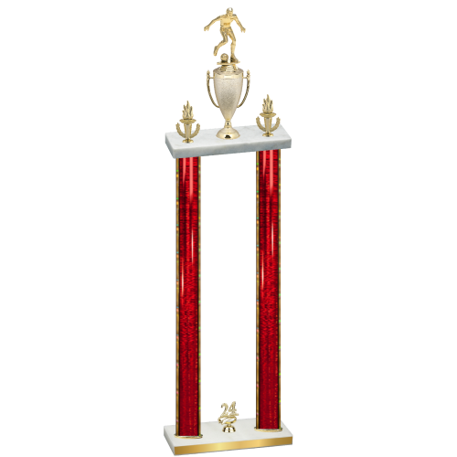 Double Red Glacier Year Soccer Trophy