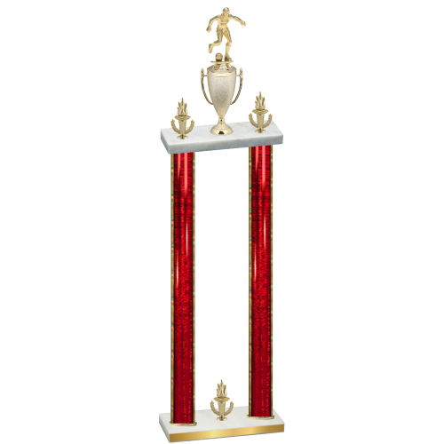 Double Red Glacier Victory Soccer Trophy