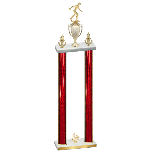 Double Red Glacier Fourth Place Bowling Trophy