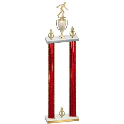 Double Red Glacier Victory Bowling Trophy
