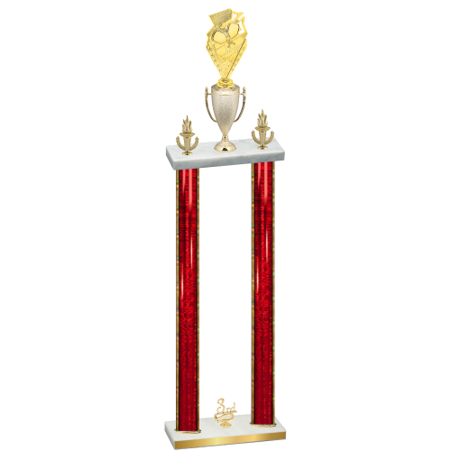 Double Red Glacier Third Place Pickleball Trophy