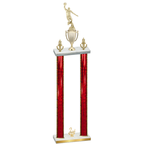 Double Red Glacier Second Place Basketball Trophy