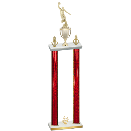 Double Red Glacier Fourth Place Basketball Trophy