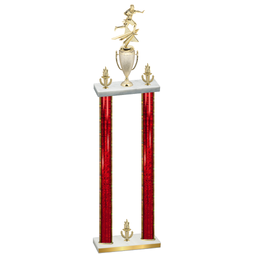 Double Red Glacier Victory Flag Football Trophy