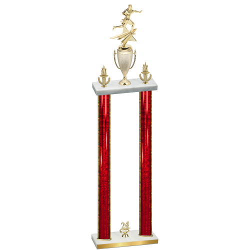 Double Red Glacier Year Flag Football Trophy
