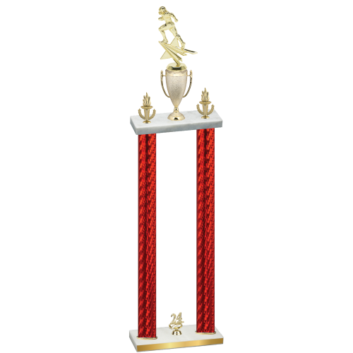 Double Red Carbon Fiber Year Football Trophy