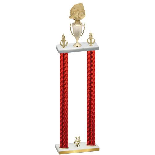 Double Red Carbon Fiber Year Soccer Trophy