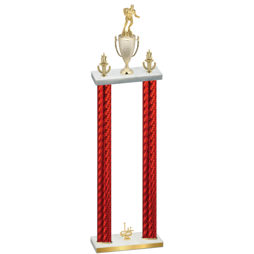 Double Red Carbon Fiber First Place Rugby Trophy