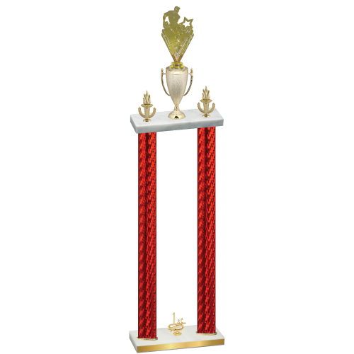 Double Red Carbon Fiber First Place Rugby Trophy