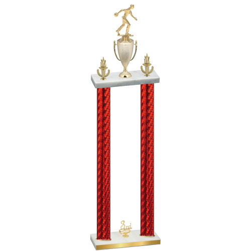 Double Red Carbon Fiber Third Place Bowling Trophy