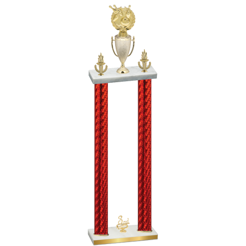 Double Red Carbon Fiber Third Place Bowling Trophy