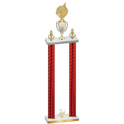 Double Red Carbon Fiber Second Place Volleyball Trophy