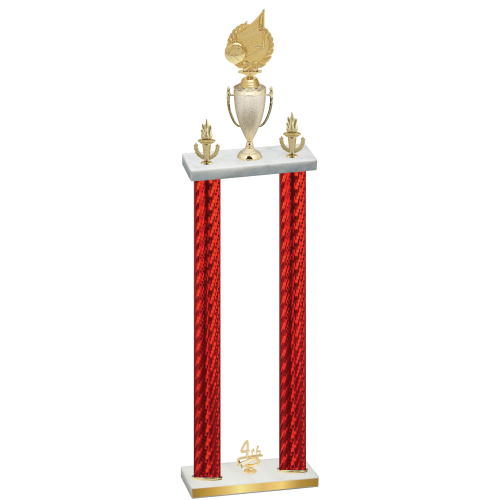 Double Red Carbon Fiber Fourth Place Volleyball Trophy