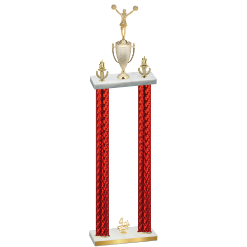 Double Red Carbon Fiber Fourth Place Cheerleading Trophy