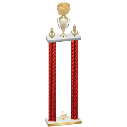 Double Red Carbon Fiber Second Place Cheerleading Trophy