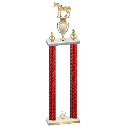 Double Red Carbon Fiber Third Place Horses Trophy