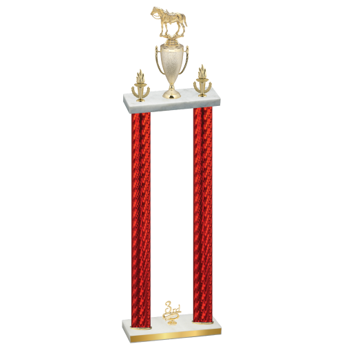 Double Red Carbon Fiber Third Place Horses Trophy