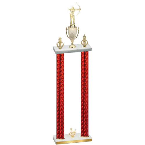 Double Red Carbon Fiber Third Place Archery Trophy